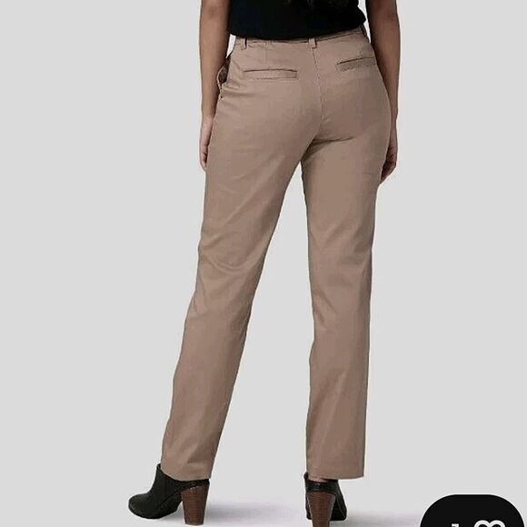 Lee Women's Size 10M Flax Brown Straight Leg Mid Rise Ultra Soft Waistband Pants - Picture 2 of 7